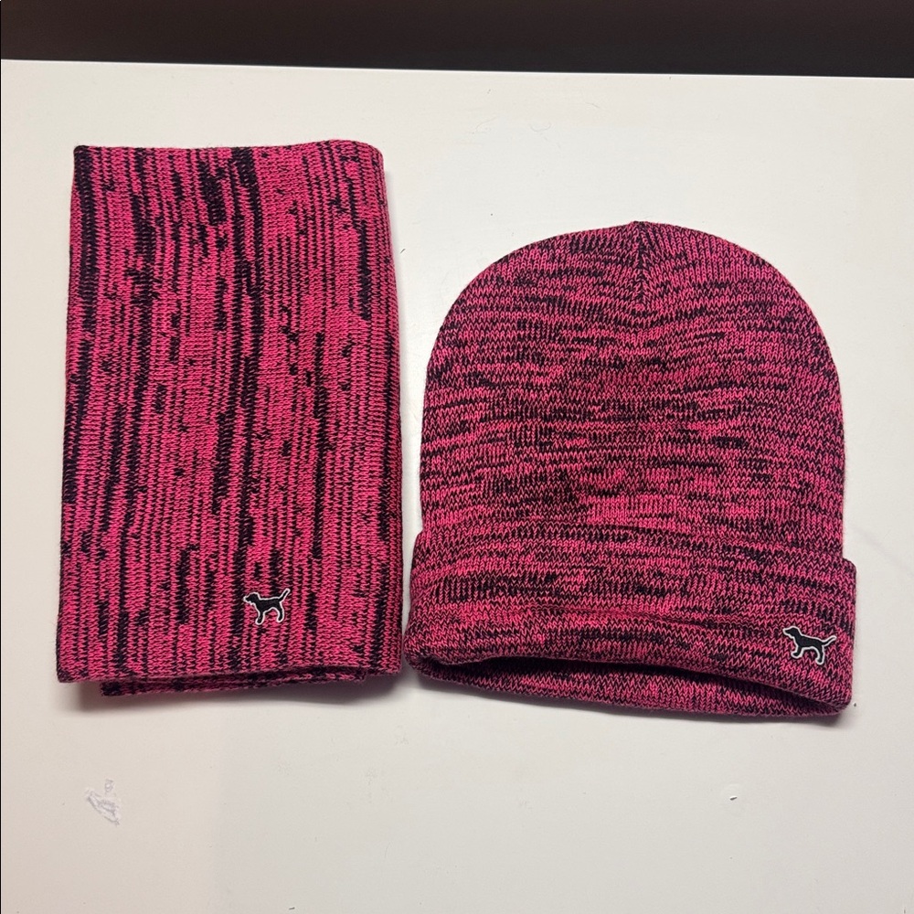 Victoria's Secret Pink Knit Beanie Scarf set NWOT